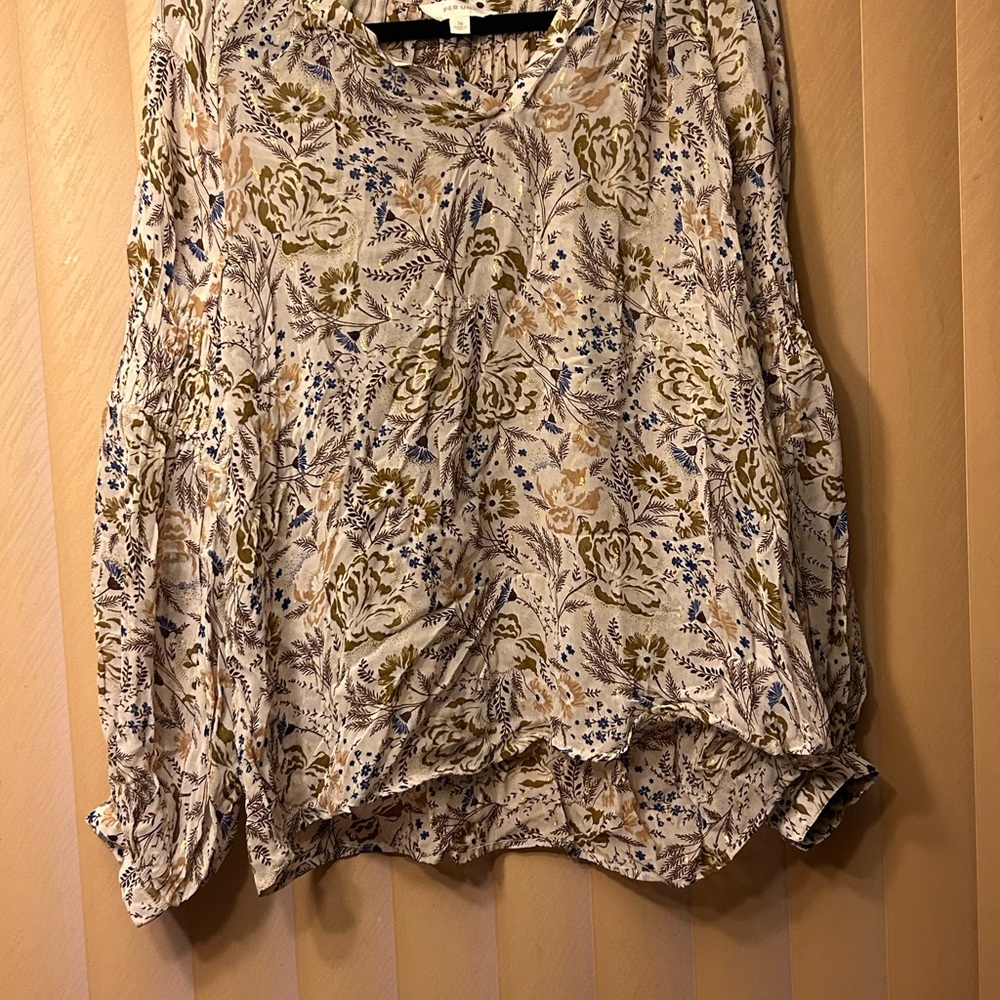 🦋3For$20🦋 EUC Women's Per Una Floral Blouse in Cream and Blue